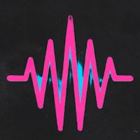 a pink and blue wave on a black background